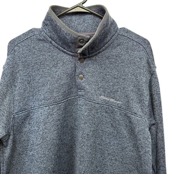 Eddie Bauer xl Men Sweatshirt pullover 1/4 snap mock neck fleece navy blue layer - Picture 3 of 8